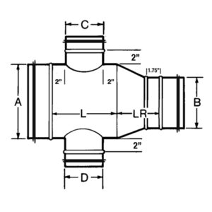 90 Degree Cross with Reducer | Sheet Metal Connectors